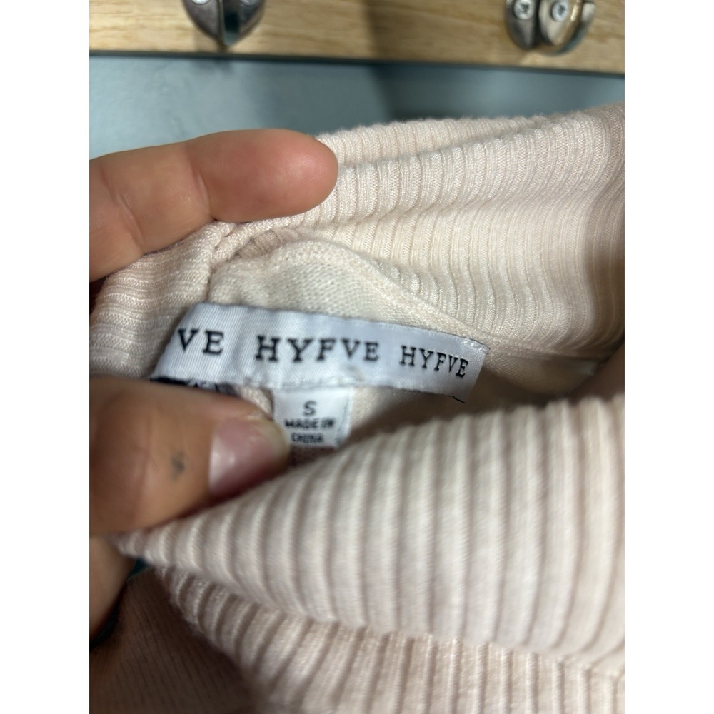 HYFVE Knit Pullover Sweater Mock Neck Cold Shoulder Ivory Women's S - Picture 6 of 6